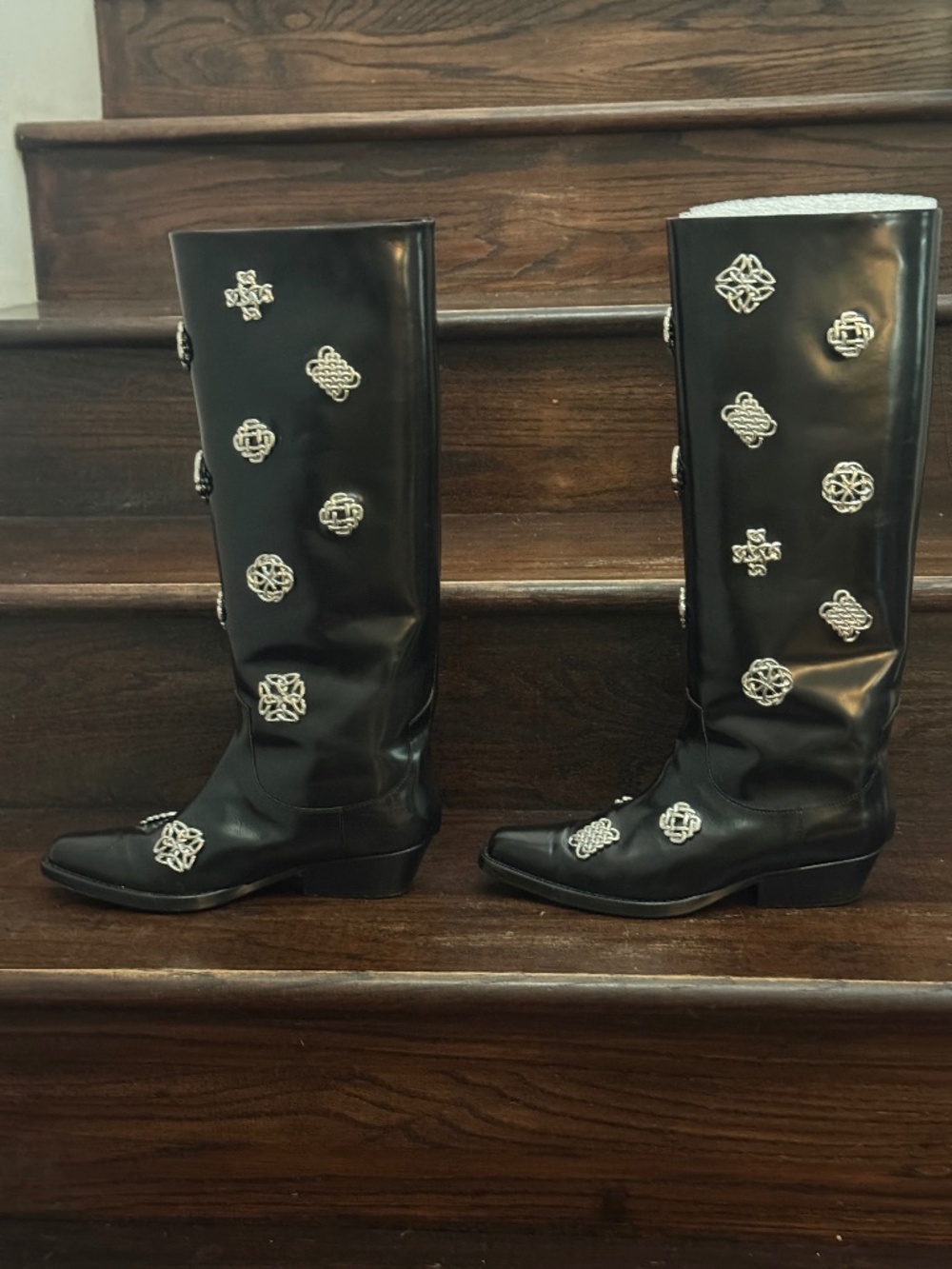 Toga Pulla Women’s Black Polido Tall Boots Size 36 Made In Portugal